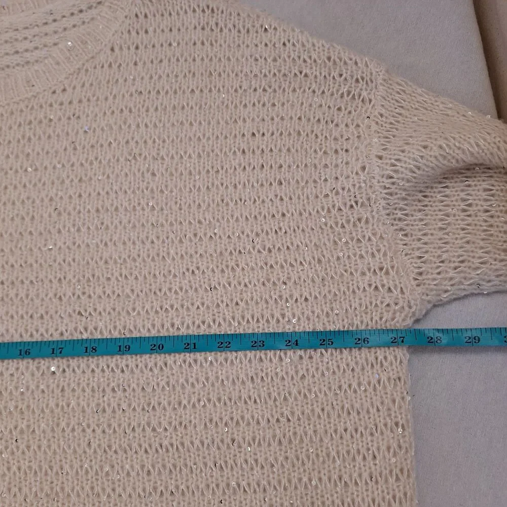 Nordstrom Signature Sequin Open Knit Sweater Womens XXL Polyester Cashmere Blend - Picture 5 of 8